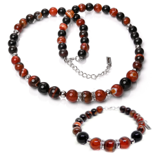  Macho – Ónix Achát exkluzív ásvány ékszerszett (nyaklánc + karkötő) dobozban ékszer szett