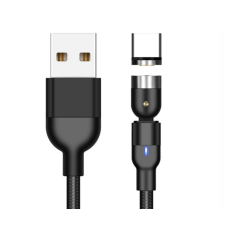 Maclean MCE475 USB-A apa - USB-C apa 3.0 Mágneses adat és töltő kábel - Fekete (2m) kábel és adapter