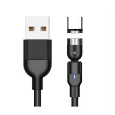 Maclean MCE475 USB-A apa - USB-C apa 3.0 Mágneses adat és töltő kábel - Fekete (2m) (MCE475) kábel és adapter