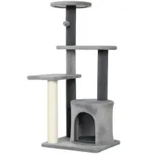  Macska kaparófa 103 cm macskabarlanggal, platformokkal, szizál kaparófákkal, szürke macskabútor