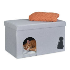  Macskabarlang levhető fedéllel 40,5x72x40,5 cm szürke 10049951 szállítóbox, fekhely macskáknak