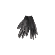 MAD-1286 EXTOL PREMIUM Kötött kesztyű fekete poliészter, méret: 8` poliuretánba mártott teny. és ujjhegy., gumírozott mandzsetta