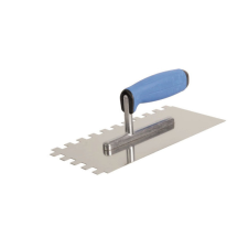 MAD-507 glettelőkanál 13×27cm rozsdamentes csempéző 10×10mm, SOFT gumi nyél kőműves és burkoló szerszám