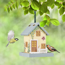  Madáretető ház formájú színes motívumokkal nyárfa 10037459 etető, itató madaraknak