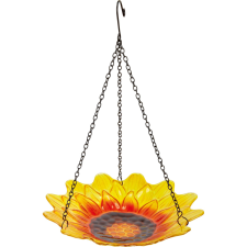  Madáritató függő üveg virág sárga 27 cm átmérő kerti dekoráció