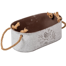  Madárkás bádog ovál kaspó M9x24,5x13cm dekorációs kellék