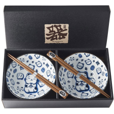 MADE IN JAPAN Maneki Cat tálkészlet 400 ml - 2 db (MIJRW0001) tányér és evőeszköz