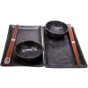 MADE IN JAPAN Sushi set virág motívummal fekete 6 db