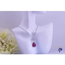  Madlen antiallergén pink kristályköves nyaklánc -rodium nyaklánc