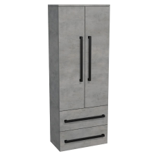 Magas fürdőszobai szekrény fekete fogantyúval SAT Cube Way 60x163x33 cm betonszőnyeg CUBE3CV60BE fürdőszoba bútor