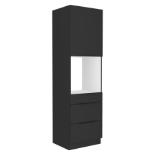  Magas szekrény beépített sütőhöz, fekete, SIBER 60 DPS-210 3S1F bútor