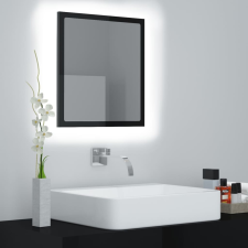 Magasfényű fekete akril LED-es fürdőszobatükör 40x8,5x37cm fürdőszoba bútor