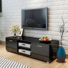  Magasfényű fekete TV-szekrény 140 x 40,5 x 35 cm bútor