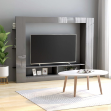 Magasfényű szürke forgácslap TV-szekrény 152 x 22 x 113 cm bútor