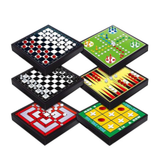 Magic Toys 6az1-ben mágneses sakktábla 20x20cm társasjáték