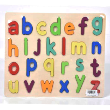 Magic Toys ABC írott kisbetűs formaillesztő színes fa puzzle 26db-os szett puzzle, kirakós