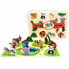 Magic Toys Állatos fa formaillesztő kétoldalú puzzle puzzle, kirakós