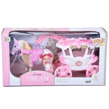 Magic Toys Álom hintó szett lóval és 7,5 cm-es babával pink fehér színben baba