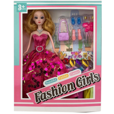 Magic Toys Divatbaba pink flitteres báli ruhában kiegészítőkkel 28cm baba