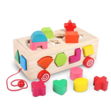 Magic Toys Fa formaillesztő húzható kocsi formabedobó