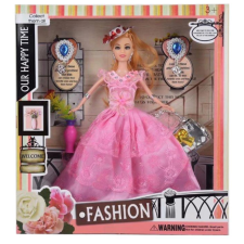 Magic Toys Fashion divatbaba kalappal, rózsaszín báli ruhában kiegészítőkkel 29cm baba