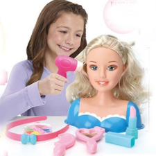 Magic Toys Fésülhető babafej hosszú szőke hajjal kiegészítőkkel baba
