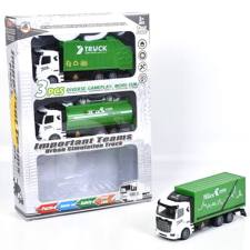 Magic Toys Hátrahúzós szállító teherautó szett 3db-os autópálya és játékautó
