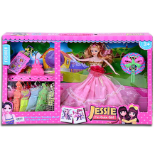 Magic Toys Jessie divatbaba 6 extra ruhával és bőrönddel baba