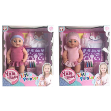 Magic Toys Pisilős lány baba színezhető felsővel és kiegészítőkkel kétféle változatban baba
