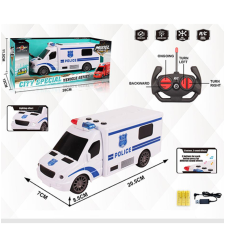 Magic Toys RC Távirányítós rendőr kisbusz fény és hang effektekkel 1:18-as méretben autópálya és játékautó