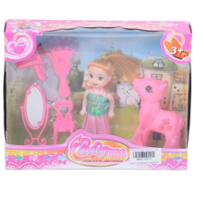 Magic Toys Sandra baba pink pónival és fodrász kiegészítőkkel baba