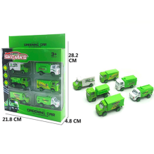Magic Toys Szelektív hulladékgyűjtő fém kisautók 6db-os szett autópálya és játékautó