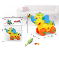 Magic Toys Színes szétszerelhető gurulós elefánt autópálya és játékautó