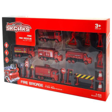 Magic Toys Tűzoltósági járműszett kiegészítőkkel 18db-os készlet autópálya és játékautó