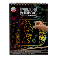  Magical Scratch Pad - Karcművészet A4 20 oldalas szivárványos kreatív és készségfejlesztő