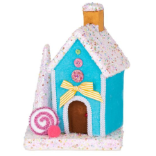 MagicHome Candy Line karácsonyi dekoráció, kék házikó, 19 x 27 cm karácsonyi dekoráció