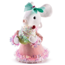 MagicHome Candy Line karácsonyi dekoráció, rózsaszín egér, 27 cm karácsonyi dekoráció