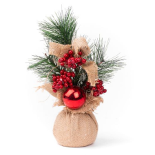 MagicHome karácsonyi dekoráció, Ágak jutában, gömbbel, 23 cm, 2db karácsonyfadísz