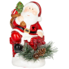  MagicHome karácsonyi dekoráció, Mikulás fenyőágakkal, LED, terrakotta,10 x 8,2 x 13,7 cm