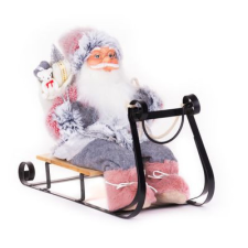 MagicHome karácsonyi dekoráció, Mikulás szánon, szürke-rózsaszín 46 cm karácsonyi dekoráció