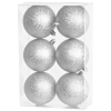  MagicHome karácsonyi gömbok, 6 db, ezüst, karácsonyfára, 8 cm