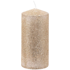  MagicHome karácsonyi gyertya, 5,5 x 12 cm, pezsgőszínű, csillámokkal gyertya
