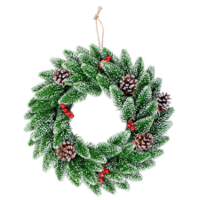 MagicHome karácsonyi koszorú, bogyókkal, natúr, havas, 33 cm adventi koszorú