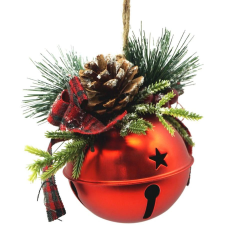  MagicHome karácsonyi száncsengő, 8 x 8 x 10 cm, piros karácsonyi dekoráció