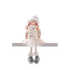 MagicHome MagicHome karácsonyi dekoráció, Kislány pöttyös szoknyában, 33 cm karácsonyi dekoráció