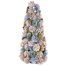  MagicHome műfenyő, feldíszített, natúr, kék, 40 cm műfenyő