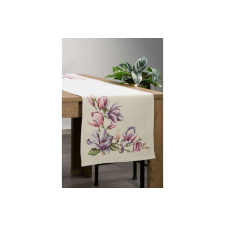 Magnólia virágmintás gobelin asztali futó Natúr 45x140 cm +/-5% party kellék