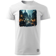 Magnolion Disztópikus cyberpunk Budapest v8 férfi póló - 19 szín, S-3XL