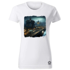 Magnolion Disztópikus cyberpunk Budapest v9 női póló - 19 szín, XS-2XL