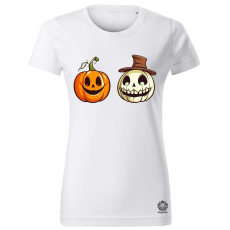 Magnolion Halloween tök és koponya fantázia v14 női póló - 19 szín, XS-2XL